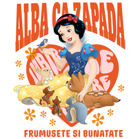 Stickere - Sticker Cu Alba ca Zapada cu Animalutele - Povesti de Prietenie Adeziv, Vinyl,  cu Margini Albe, PVC Vinyl