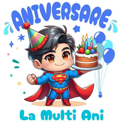 Sticker Personalizat - Sticker Cu Aniversare cu Superman – Cadouri Ce Inspira Adeziv, Vinyl,  cu Margini Albe, PVC Vinyl