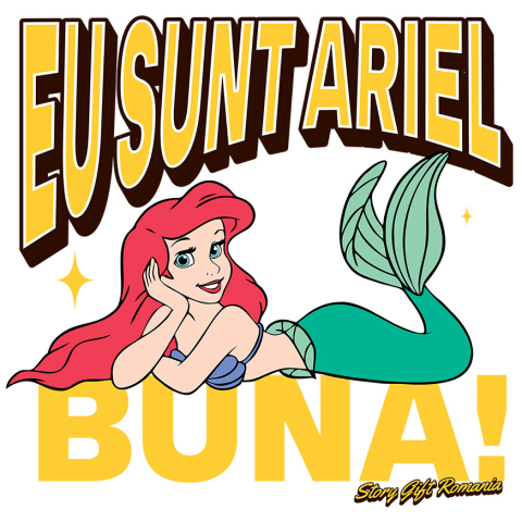 Desene Animate - Sticker Cu Ariel - Printesa din Tara Viselor Adeziv, Vinyl,  cu Margini Albe, PVC Vinyl 