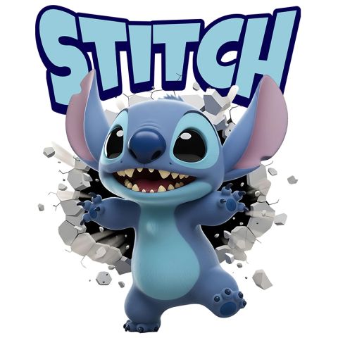 Sticker Personalizat - Sticker Cu Aventuri Stitch Intr-un Cadru Fermecat Adeziv, Vinyl,  cu Margini Albe, PVC Vinyl