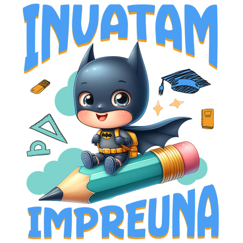 Sticker Personalizat - Sticker Cu Batman – Cunoaștere In Echipa: Prietenii Invata Impreuna Adeziv, Vinyl,  cu Margini Albe, PVC Vinyl
