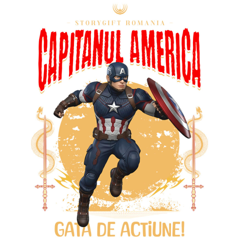 Sticker Personalizat - Sticker Cu Captain America - Drumeție cu Spirit de Erou și Magie Disney Adeziv, Vinyl,  cu Margini Albe, PVC Vinyl
