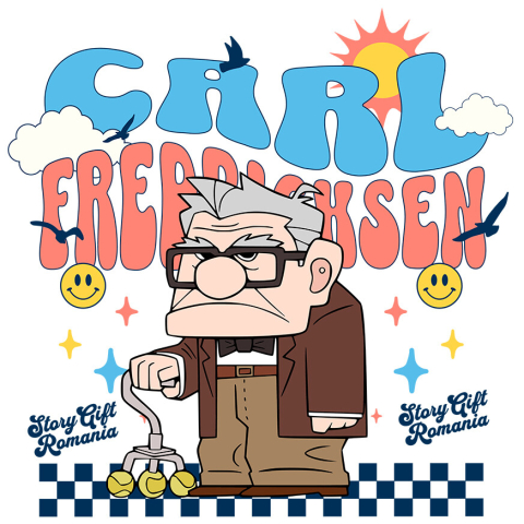Stickere - Sticker Cu Carl Fredricksen – Ultimul Aventurier Adeziv, Vinyl,  cu Margini Albe, PVC Vinyl