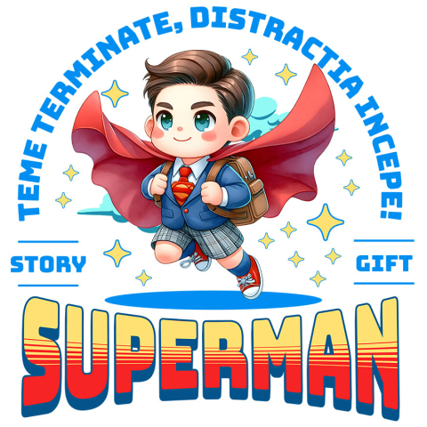 Sticker Personalizat - Sticker Cu Cresc Invatand cu Superman Adeziv, Vinyl,  cu Margini Albe, PVC Vinyl