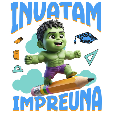 Sticker Personalizat - Sticker Cu Cu Hulk, Invatarea Devine Puternica Adeziv, Vinyl,  cu Margini Albe, PVC Vinyl