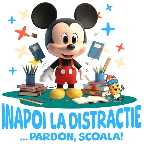 Sticker Personalizat - Sticker Cu Cu Mickey, Invatarea E Vesela Adeziv, Vinyl,  cu Margini Albe, PVC Vinyl