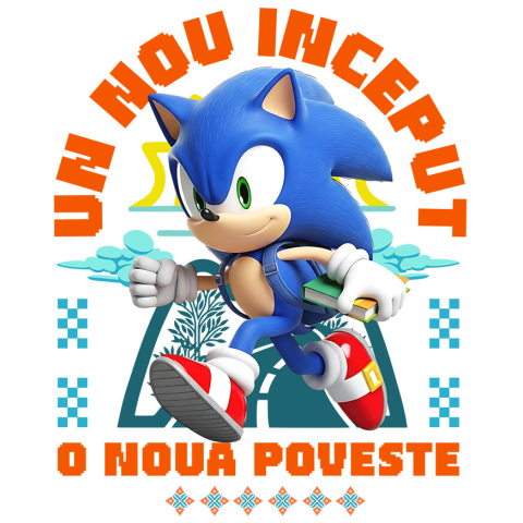 Sticker Personalizat - Sticker Cu Cu Sonic, Primii Pași În Lumea Cunoașterii Adeziv, Vinyl,  cu Margini Albe, PVC Vinyl