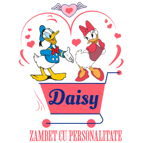 Stickere - Sticker Cu Daisy și Duck sarbatoresc dragostea Adeziv, Vinyl,  cu Margini Albe, PVC Vinyl