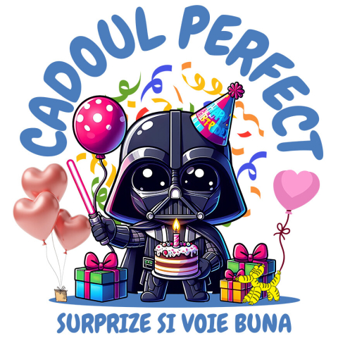 Sticker Personalizat - Sticker Cu Darth Vader – Cadou, Tort si Multa Bucurie Adeziv, Vinyl,  cu Margini Albe, PVC Vinyl
