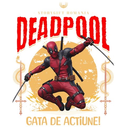 Sticker Personalizat - Sticker Cu Deadpool - Disney În Acțiune Cu Stilul Lui Deadpool Adeziv, Vinyl,  cu Margini Albe, PVC Vinyl