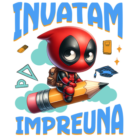Sticker Personalizat - Sticker Cu Deadpool – Invață, Crește Și Râzi Cu Prietenii Adeziv, Vinyl,  cu Margini Albe, PVC Vinyl