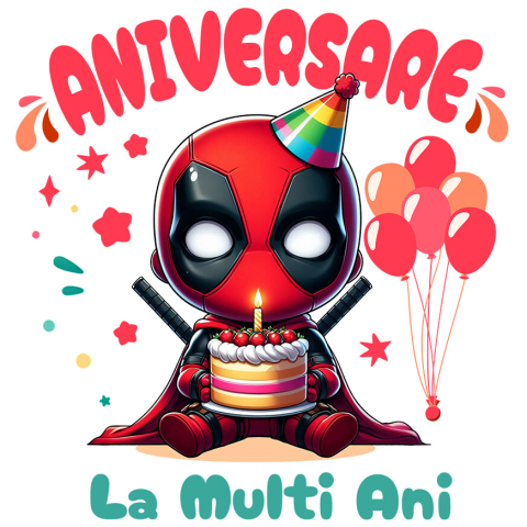 Sticker Personalizat - Sticker Cu Deadpool Iti Aduca... Probleme la Petrecere Adeziv, Vinyl,  cu Margini Albe, PVC Vinyl