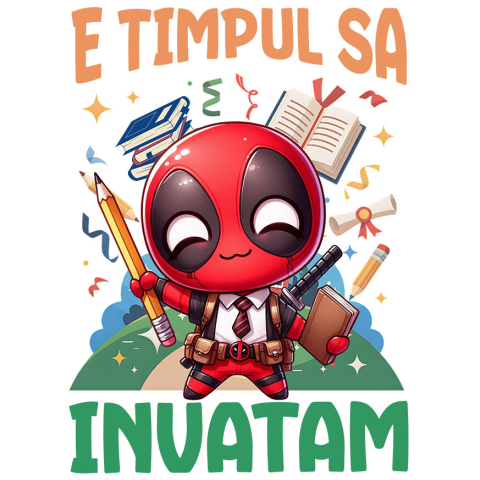 Sticker Personalizat - Sticker Cu Deadpool Si Lecțiile Zambetului Adeziv, Vinyl,  cu Margini Albe, PVC Vinyl