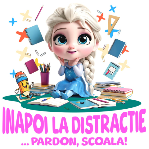 Sticker Personalizat - Sticker Cu Elsa – Distractie La Scoala Cu Prieteni Adeziv, Vinyl,  cu Margini Albe, PVC Vinyl