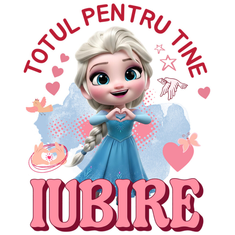 Sticker Personalizat - Sticker Cu Elsa, Iubire, Dragoste, Afectiune, Inima Adeziv, Vinyl,  cu Margini Albe, PVC Vinyl