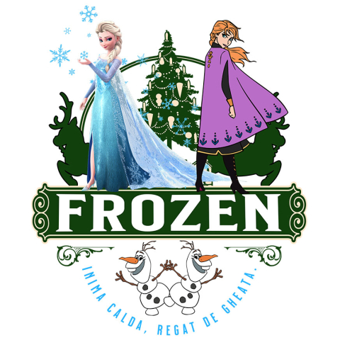 Stickere - Sticker Cu Frozen - Printese din Regatul de Gheata Adeziv, Vinyl,  cu Margini Albe, PVC Vinyl
