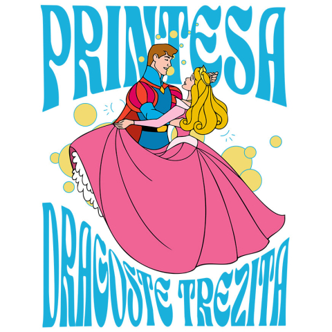 Stickere - Sticker Cu Frumoasa si Bestia - Principele si Printesa Aurora Adeziv, Vinyl,  cu Margini Albe, PVC Vinyl