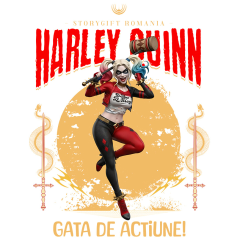 Sticker Personalizat - Sticker Cu Harley Quinn - Magie și Haos În Acțiune cu Disney Adeziv, Vinyl,  cu Margini Albe, PVC Vinyl