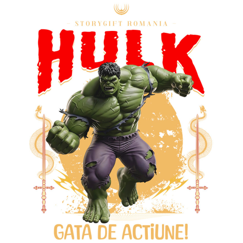 Sticker Personalizat - Sticker Cu Hulk - Călătorie Plină de Distrugere și Magie Disney Adeziv, Vinyl,  cu Margini Albe, PVC Vinyl