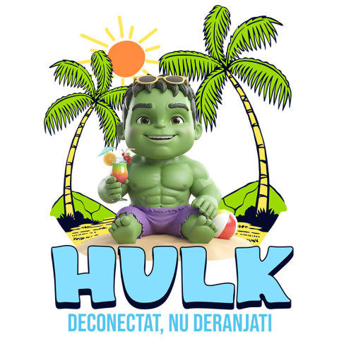 Sticker Personalizat - Sticker Cu Hulk Tropical: Mare si Palmieri Adeziv, Vinyl,  cu Margini Albe, PVC Vinyl