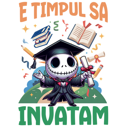Sticker Personalizat - Sticker Cu Incepem Sa Invatam Cu Jack Skellington: Aventura Infricosatoare A Invățăturii Adeziv, Vinyl,  cu Margini Albe, PVC Vinyl