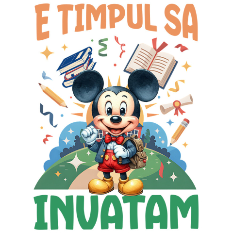 Sticker Personalizat - Sticker Cu Începem Să Învățăm Cu Mickey: Lecții De Neuitat Adeziv, Vinyl,  cu Margini Albe, PVC Vinyl