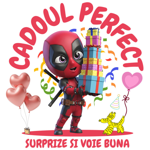 Sticker Personalizat - Sticker Cu Inima Deadpool - Sarbatoare cu Atitudine Adeziv, Vinyl,  cu Margini Albe, PVC Vinyl