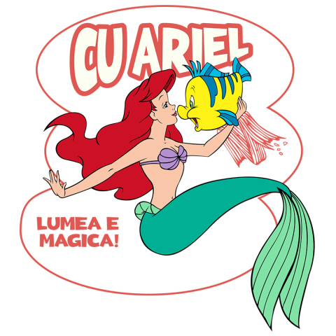 Desene Animate - Sticker Cu Inima Marii - Ariel si Flounder Adeziv, Vinyl,  cu Margini Albe, PVC Vinyl