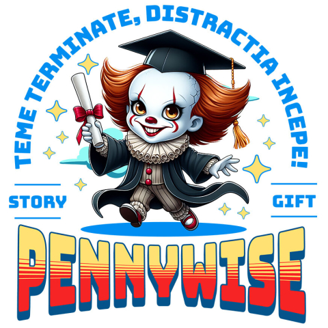 Sticker Personalizat - Sticker Cu Invata si Creste alaturi de Pennywise Adeziv, Vinyl,  cu Margini Albe, PVC Vinyl