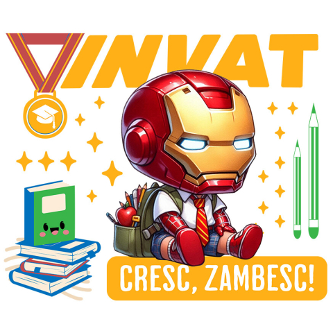 Sticker Personalizat - Sticker Cu Iron Man – Minte Brilanta in Crestere Adeziv, Vinyl,  cu Margini Albe, PVC Vinyl