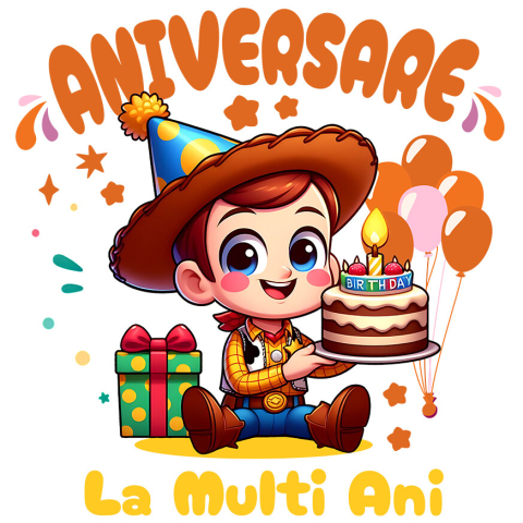 Sticker Personalizat - Sticker Cu La Multi Ani cu Toy Story – Cadouri de Joaca Adeziv, Vinyl,  cu Margini Albe, PVC Vinyl