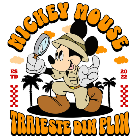 Sticker Personalizat - Sticker Cu Mickey, aventurierul cercetas Adeziv, Vinyl,  cu Margini Albe, PVC Vinyl