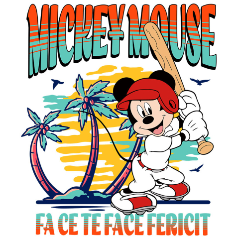 Sticker Personalizat - Sticker Cu Mickey, campionul baseballului Adeziv, Vinyl,  cu Margini Albe, PVC Vinyl