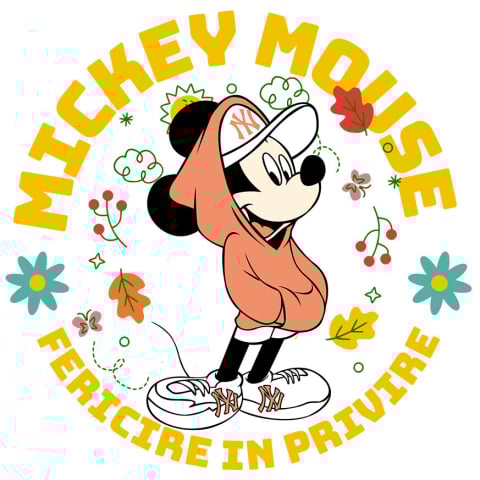 Sticker Personalizat - Sticker Cu Mickey in outfit de strada Adeziv, Vinyl,  cu Margini Albe, PVC Vinyl