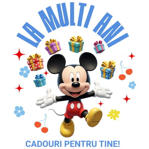 Sticker Personalizat - Sticker Cu Mickey Mouse – Cadouri si Decoratiuni pentru Aniversare Adeziv, Vinyl,  cu Margini Albe, PVC Vinyl