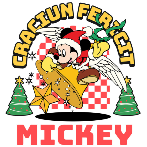 Sticker Personalizat - Sticker Cu Mickey Mouse Craciun Fermecat Disney Adeziv, Vinyl,  cu Margini Albe, PVC Vinyl