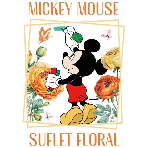 Stickere - Sticker Cu Mickey Mouse Descopera Frumusetea Florilor Adeziv, Vinyl,  cu Margini Albe, PVC Vinyl