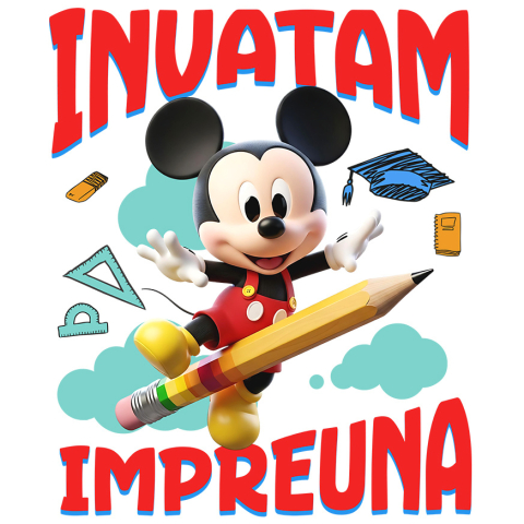 Sticker Personalizat - Sticker Cu Mickey Mouse – Invatare Vesela cu Prietenii Adeziv, Vinyl,  cu Margini Albe, PVC Vinyl