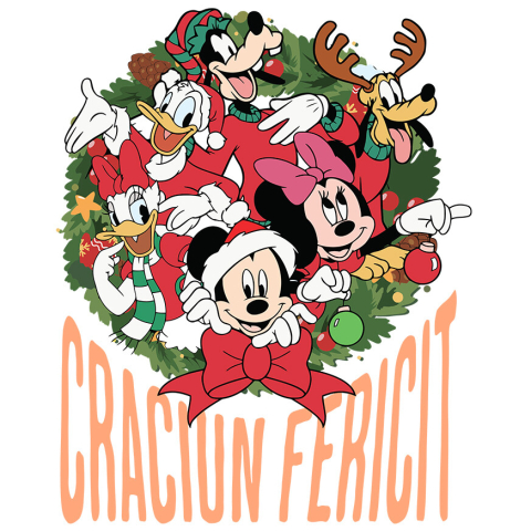 Sticker Personalizat - Sticker Cu Mickey Mouse Rasete si Magie de Craciun Adeziv, Vinyl,  cu Margini Albe, PVC Vinyl