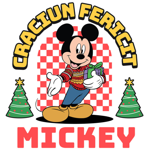 Sticker Personalizat - Sticker Cu Mickey Mouse Sarbatoare Disney Adeziv, Vinyl,  cu Margini Albe, PVC Vinyl