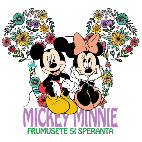 Stickere - Sticker Cu Mickey Mouse si Minnie se Joaca Vesel Adeziv, Vinyl,  cu Margini Albe, PVC Vinyl