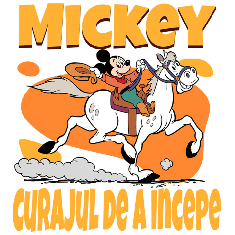 Sticker Personalizat - Sticker Cu Mickey si calul alb – prieteni de neclintit Adeziv, Vinyl,  cu Margini Albe, PVC Vinyl