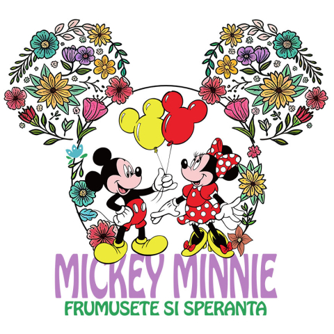 Stickere - Sticker Cu Mickey si Minnie – Momente cu Baloane Adeziv, Vinyl,  cu Margini Albe, PVC Vinyl