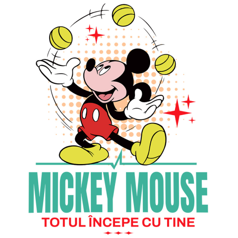 Sticker Personalizat - Sticker Cu Mickey si spectacolul mingilor Adeziv, Vinyl,  cu Margini Albe, PVC Vinyl