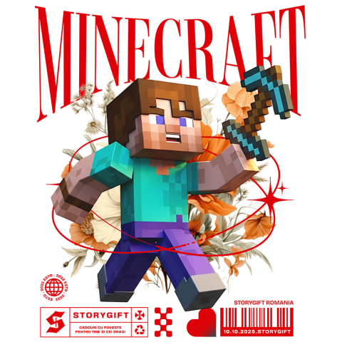 Sticker Personalizat - Sticker Cu Minecraft - Flori Pline de Magie din Disney Adeziv, Vinyl,  cu Margini Albe, PVC Vinyl