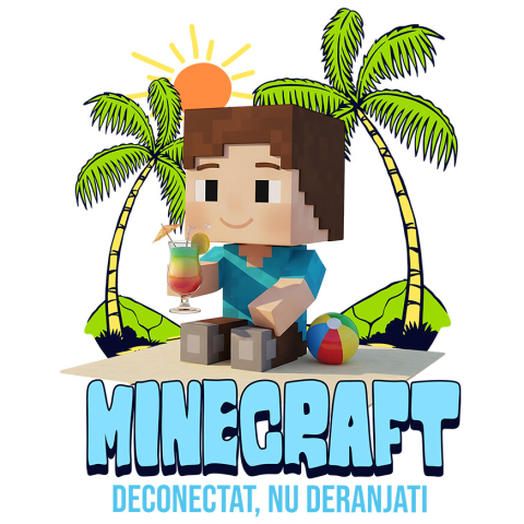 Sticker Personalizat - Sticker Cu Minecraft si Aventurile la Plaja Adeziv, Vinyl,  cu Margini Albe, PVC Vinyl