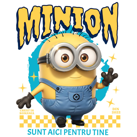 Sticker Personalizat - Sticker Cu Minions Cadru Plin de Distractie Disney Adeziv, Vinyl,  cu Margini Albe, PVC Vinyl