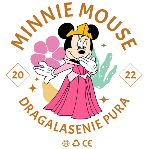 Sticker Personalizat - Sticker Cu Minnie, domnisoara in rochie roz Adeziv, Vinyl,  cu Margini Albe, PVC Vinyl