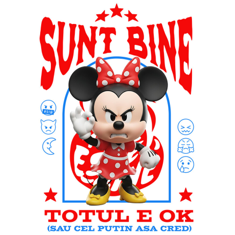 Sticker Personalizat - Sticker Cu Minnie Mouse, Ok, Sarcastic, Nervos, Iritat Adeziv, Vinyl,  cu Margini Albe, PVC Vinyl