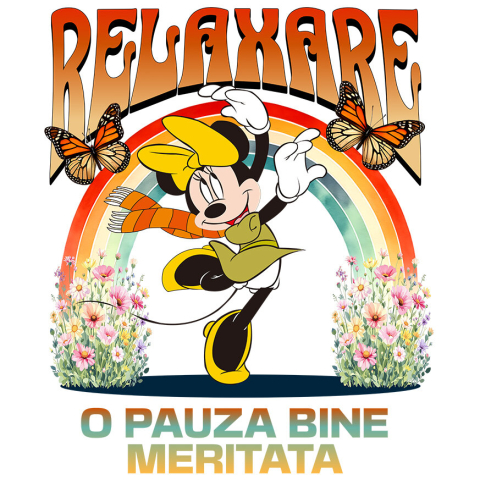 Sticker Personalizat - Sticker Cu Minnie Pe Ritmuri Vesele de Dans Adeziv, Vinyl,  cu Margini Albe, PVC Vinyl